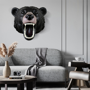 Escultura de resina con cabeza de oso negro personalizada, decoración de pared de animales en 3D realista, exhibición de arte náutico para jardín y hogar, regalos - Product Image 1