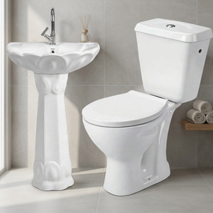 Prix d'usine indien Ensemble combiné d'articles sanitaires en céramique pour salle de bain pour hôtels en plein air comprend un lavabo de toilette en deux pièces - Product Image 4