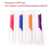 Peigne de coiffure professionnel à queue pointue en acier inoxydable et plastique, à dents larges, pour la séparation des cheveux, personnalisable, vente en gros, très demandé
