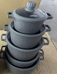 Lot de 10 ustensiles de cuisine uniques à motif brique, en aluminium moulé sous pression, antiadhésifs, comprenant une <span class=keywords><strong>casserole</strong></span> et une marmite peu profonde de 32 cm, grande capacité - Product Image 1
