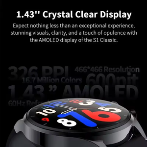 รุ่นทั่วโลก Black Shark S1 Classic หน้าจอ AMOLED ขนาด 1.43 นิ้ว ความละเอียด 466*466 แสดงผลได้ตลอดเวลา แบตเตอรี่ใช้งานได้นาน 12 วัน รองรับโหมดกีฬามากกว่า 100 โหมด มาตรฐานกันน้ำ IP68 - Product Image 3