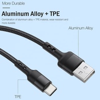 Câble de données USB Type-C en nylon tressé 60W, cordon de charge rapide intelligent pour téléphones mobiles, câble de charge super chargeur