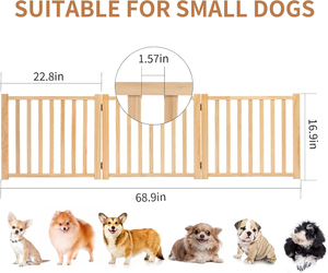 Wooden Freestanding <b>Dog</b> Gates for The House Doorways Stairs Wood <b>Dog</b> Fences Indoor Pet Gate <b>Step</b> Over Fence 3 Panels - Product Image 4