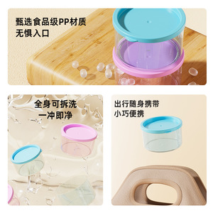 Round Food <b>Storage</b> <b>Container</b> For Baby Snacks With Clip On Lid Travel Portable Food Grade Plastic 4 Pack - Product Image 1