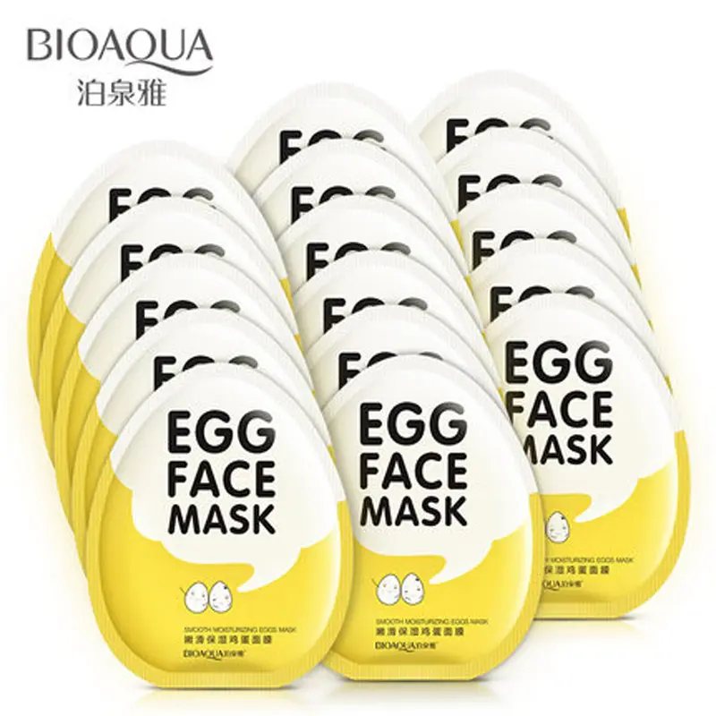 BIOAQUA Masker Telur Lembut dan Halus, Masker Pelembap, Masker Pelembap, Kontrol Minyak, Pengencangan Pori-pori, Mencerahkan Kulit, Bagian Tunggal