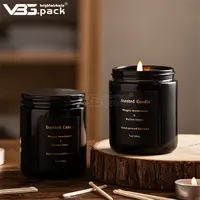 Wholesale Cheap 8oz Glass Matte Black Crystal Infused Soy Wax Scented Candles With Logo