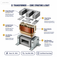 Transformateurs basse fréquence électroniques EI28 EI48 EI66 EI76 EI86 Transformateur de puissance avec homologation CE ROHS