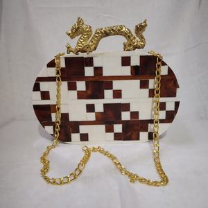 Embrague de resina hecho a mano para mujer, bolsa de mano de madera de artesanía india, bolso de mano de resina, monedero Multicolor para fiesta - Product Image 3