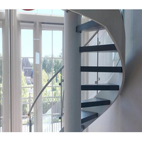 Escaliers en spirale en verre de luxe avec éclairage LED et structure en acier au carbone pour villa