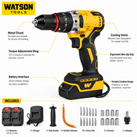 Kit de perceuse électrique sans fil en gros, 21V, avec batterie au lithium et accessoires pour le travail du bois et les réparations domestiques