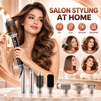 Set Sikat Pengering Rambut SYC710 8 in 1 BLDC 110000RPM Kecepatan Tinggi Ionik 1200W Penata Rambut Udara Panas dengan Tongkat Curling dan Diffuser