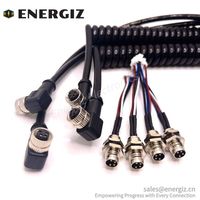 Suministro de Fábrica EnerGiz EG-M8 Conector Circular Recto Codificado Macho de 4 Pines con Arnés de Cable JST y Contactos Chapados en Oro para Soldadura