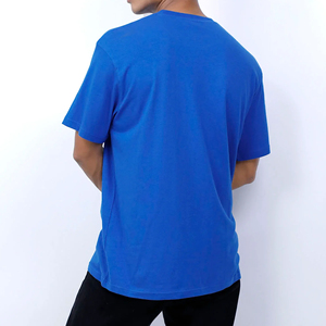 T-shirt d'été uni pour homme en coton extensible 100 %, col rond, manches courtes, vente en gros - Product Image 5