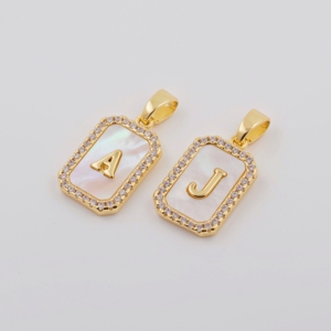 New 26 chữ cái Mặt dây chuyền quyến rũ đồ trang sức dát vỏ ngọc trai A ~ Z Bảng chữ cái tự làm cá nhân tên viết tắt Mặt dây chuyền phụ kiện trang sức - Product Image 3