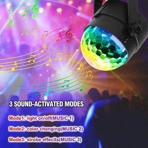 YSH vente en gros RGB LED boule magique lampe 3 faisceaux scène <span class=keywords><strong>Disco</strong></span> éclairage DJ avec télécommande son activé pour bars KTVs karaokés - Product Image 3