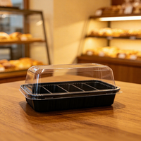 Boîte blister noire de qualité alimentaire personnalisable pour gâteaux d'anniversaire, tartes, pâtisseries, desserts, emballage commercial pour les boutiques de pâtisserie
