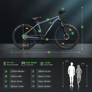 Bicicleta Eléctrica Todoterreno, Velocidad Máxima 25 km/h, Motor de Litio sin Escobillas de 36 V y 250 W, Bicicleta Eléctrica de Montaña para Adultos, Impermeable, 50-60 Nm - Product Image 5