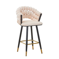 Fauteuil de bar moderne en velours beige rembourré avec tabouret à bulles, design doux pour usage extérieur, hôtel, cuisine, salle à manger, salon, bar