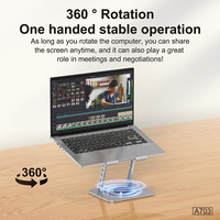 Support métallique portable réglable Aspor A703 pour tablette PC avec base rotative à 360°, design pliable et composants en silicone