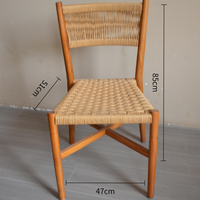 Chaise d'appoint de salon en bois de hêtre massif, tressée à la main, écologique, style antique, pour salle à manger, vente en gros