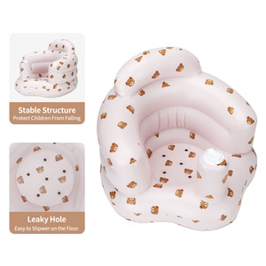 Siège bébé Little Bear, chaise haute gonflable en PVC, 42x49x38cm, pour 0-24 mois, tabouret de bain pliable et portable - Product Image 3