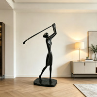 Grande sculpture abstraite en aluminium de femme golfeuse, statue sur pied, art décoratif intérieur/extérieur, objet de collection fait main, cadeau d'anniversaire