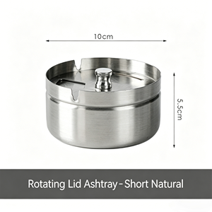 Modern Minimalist Custom Logo Stainless Steel Eco-Friendly Desktop Ashtray Rotating Windproof <b>Lid</b> Multiple Colors Smoke - Product Image 5