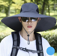 Cappello Estivo da Uomo per Protezione Solare, Cappello da Pescatore con Ampia Tesa per Escursionismo e Pesca, Anti-UV, Copre il Viso