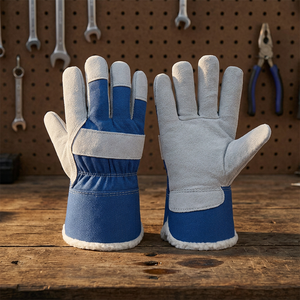 Emboson High Quality Custom Logo for Wholesale Cow Split <b>Warm</b> Leather Winter <b>Work</b> <b>Gloves</b> 2cm Thick Abrasion Resistant Grain - Product Image 4