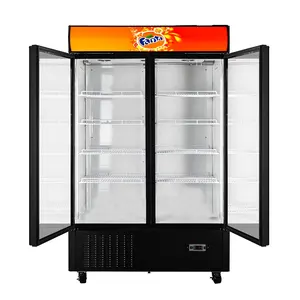 Kommerzielle 2 Glastür Soft Drink Upright Display Kühlschrank