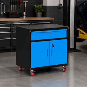 Carrello Portautensili Industriale in Acciaio Resistente con 1 Cassetto e Doppie Porte, Armadio Mobile <span class=keywords><strong>per</strong></span> Garage su Ruote - Product Image 2