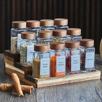 Bocaux à épices en verre de 100 ml et 120 ml avec couvercle à vis en bois et en bambou pour le stockage des épices et du poivre