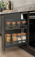 Panier coulissant en acier inoxydable de haute qualité à fermeture amortie, panier latéral pour épices, pour armoire de rangement de cuisine moderne