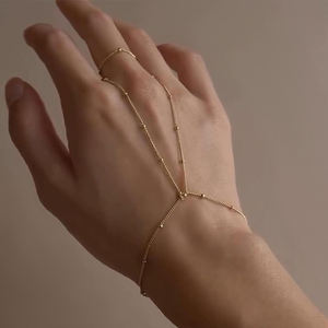 Minimalista 18K chapado en <span class=keywords><strong>oro</strong></span> esclavo pulsera anillo boda joyería moda mujer Acero inoxidable satélite cadena pulseras <span class=keywords><strong>para</strong></span> niñas - Product Image 1