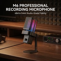 Microphone à condensateur cardioïde haute sensibilité M6, microphone audio USB professionnel de bureau pour l'enregistrement YouTube et la diffusion en direct