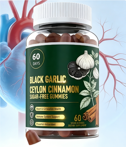 Gommes sans sucre à l'<span class=keywords><strong>ail</strong></span> <span class=keywords><strong>noir</strong></span> et à la cannelle de Ceylan |   60 Comprimés Végétaliens |   Complément alimentaire pour soutenir la santé cardiaque et immunitaire - Product Image 2