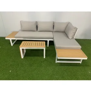 Gartenmöbel Aluminium und Kunststoff Holz 3 Stück Sofa garnitur Gartenmöbel Outdoor Lounge tobe Sofa garnitur