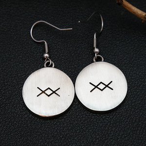 yunnique Nordic Viking <b>Compass</b> Drop Earrings Tibetan Silver Men's Jewelry Gift Geometric Design Steel Color Earring - Product Image 3