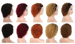 Perruques en dentelle complète 13x4 en <span class=keywords><strong>cheveux</strong></span> humains vierges brésiliens en gros, coupes courtes de type pixie, couleur 1b/350, <span class=keywords><strong>cheveux</strong></span> bouclés pour femmes noires - Product Image 6