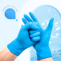 Fournisseur OEM de gants jetables bleus de qualité supérieure en nitrile sans poudre pour examen Guantes De Nitrilo Boîte de 100 pièces