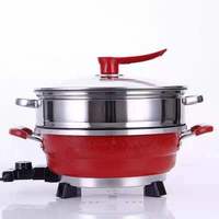 Poêle à frire antiadhésive de 32cm, marmite électrique polyvalente avec cuiseur à vapeur, poêle électrique chinoise