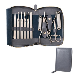 Kit de manucure et pédicure portable en acier inoxydable, 11 pièces, ensemble de soins des ongles avec étui, coupe-ongles, lime à ongles, ciseaux, pour la maison et les voyages - Product Image 5