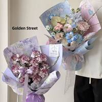 Kertas Pembungkus Bunga Gaya Lukisan Minyak Hari Ibu 520, Perlengkapan Buket Buatan Tangan, Kertas Kraft Floral 38x52 cm, DIY untuk Florist