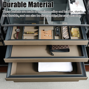 Home Furniture Hardware Cabinet Pull Out Leather <strong>Wardrobe</strong> Drawer Storage <strong>Basket</strong> - Product Image 3