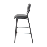 Tabouret de bar moderne rembourré, structure en métal noir, assise et dossier en vinyle, repose-pieds thermolaqué, pour café, restaurant, vente en gros
