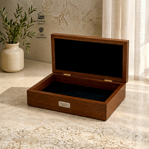 Boîte de présentation de bijoux en bois classique artisanale de luxe avec couvercle en verre, étui de rangement durable pour bijoux - Product Image 1