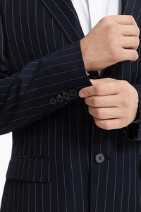 <span class=keywords><strong>Costume</strong></span> formel rayé <span class=keywords><strong>bleu</strong></span> <span class=keywords><strong>marine</strong></span> pour <span class=keywords><strong>homme</strong></span> – Vente en gros – Ensemble de luxe ajusté (veste et pantalon) avec boutons – Tenue de mode masculine avec option grandes tailles - Product Image 5