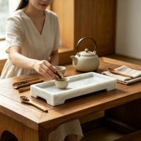 Plateau rectangulaire en résine marbrée blanche, idéal pour le rangement sur comptoir de salle de bain d'hôtel, pour l'organisation de cosmétiques et de bijoux - Vente chaude