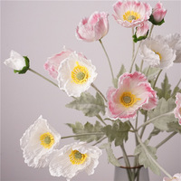 O-X945 vente en gros 4 têtes coquelicot fleurs artificielles de haute qualité Real Touch coquelicots fleurs pour la maison décorations de mariage