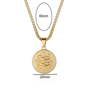 MECYLIFE Collier Zodiaque en Acier Inoxydable Plaqué Or 18K avec Pendentif Médaillon Horoscope Tendance - Product Image 3